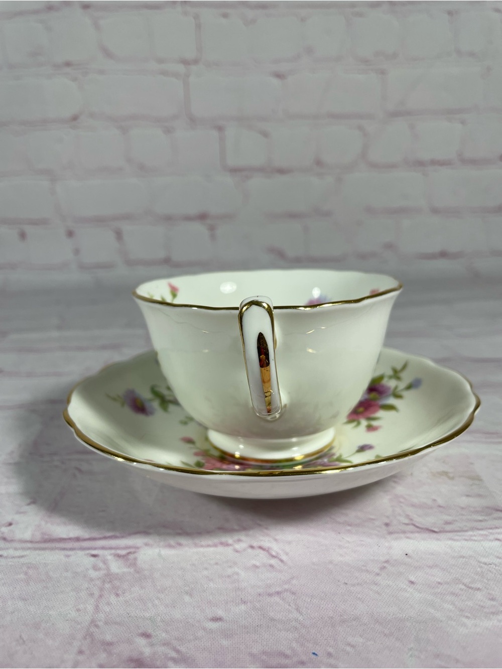 Vintage Hammersley Floral 4149 Bone China Footed Teacup and Saucer Set England - Picture 5 of 10
